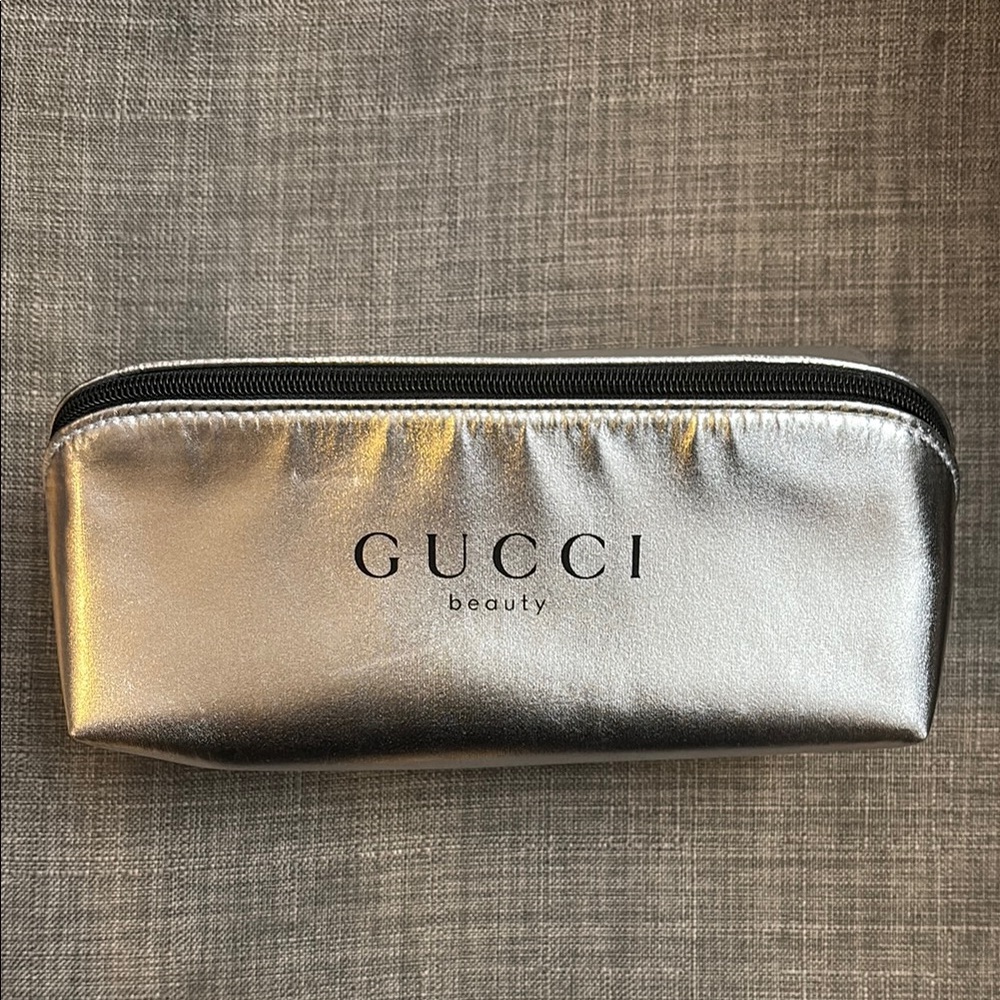 Gucci Beauty Silver Cosmetic Bag